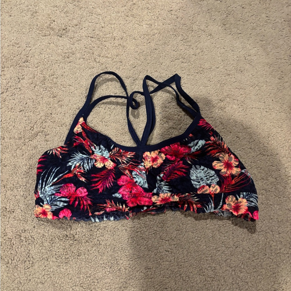 PINK Floral Strappy Lace Bralette